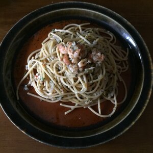 主夫がつくるチミチュリパスタ ジェノベーゼ風